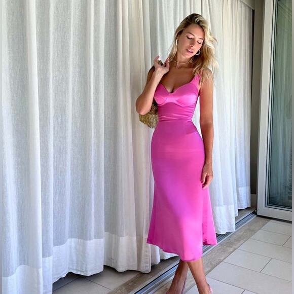 Postmeridiem Dresses & Skirts - POSTMERIDIEM Satin Bustier Dress Size L